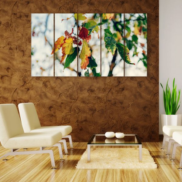 Multiple Frames Beautiful Leafs Wall Painting for Living Room