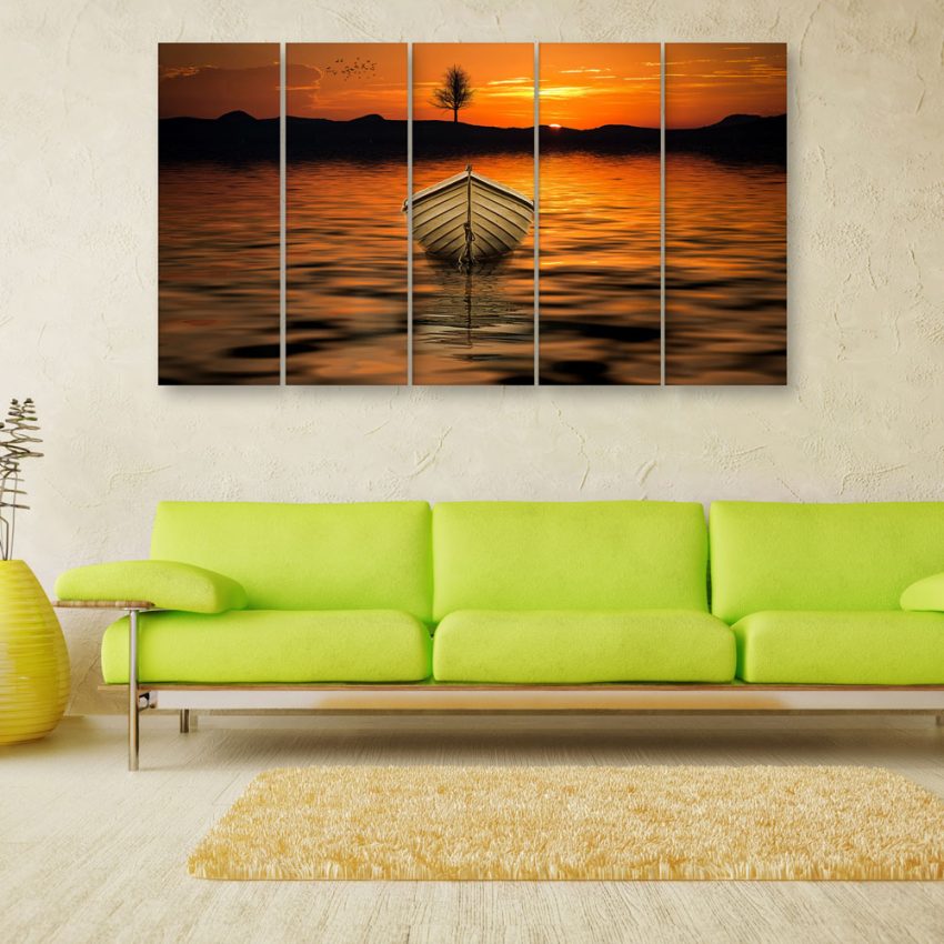 Multiple Frames Beautiful Boat Wall Painting for Living Room