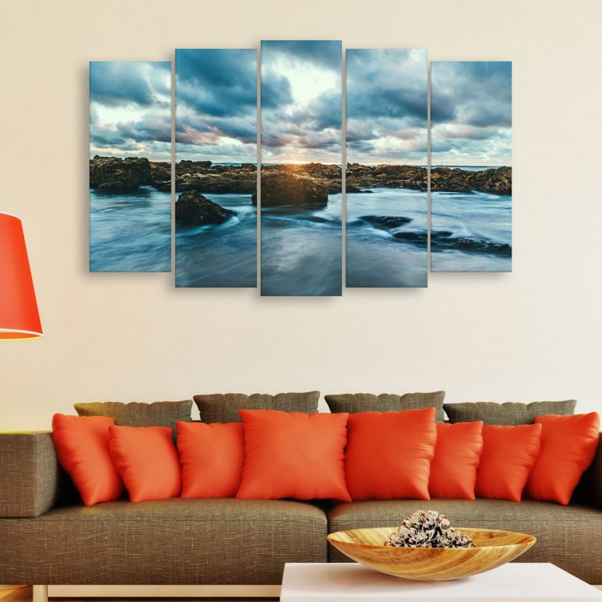 Multiple Frames Beautiful Clouds Wall Painting for Living Room