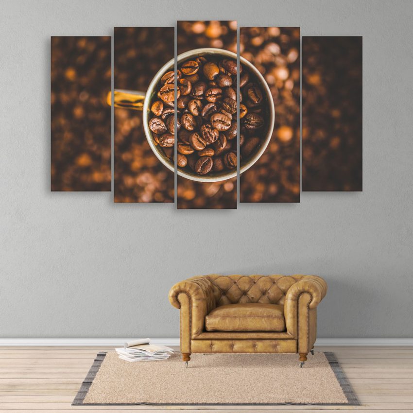 Multiple Frames Beautiful Coffee Beans Wall Painting for Living Room