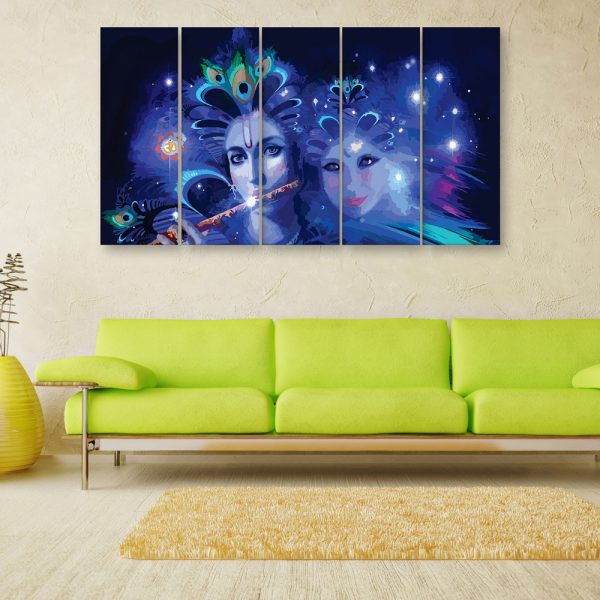 Multiple Frames Beautiful Radha Krishna Art Wall Painting for Living Room