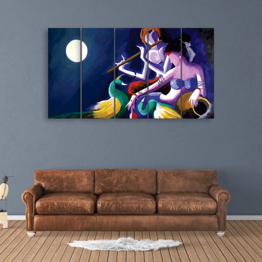 Multiple Frames Beautiful Radha Krishna Wall Painting for Living Room