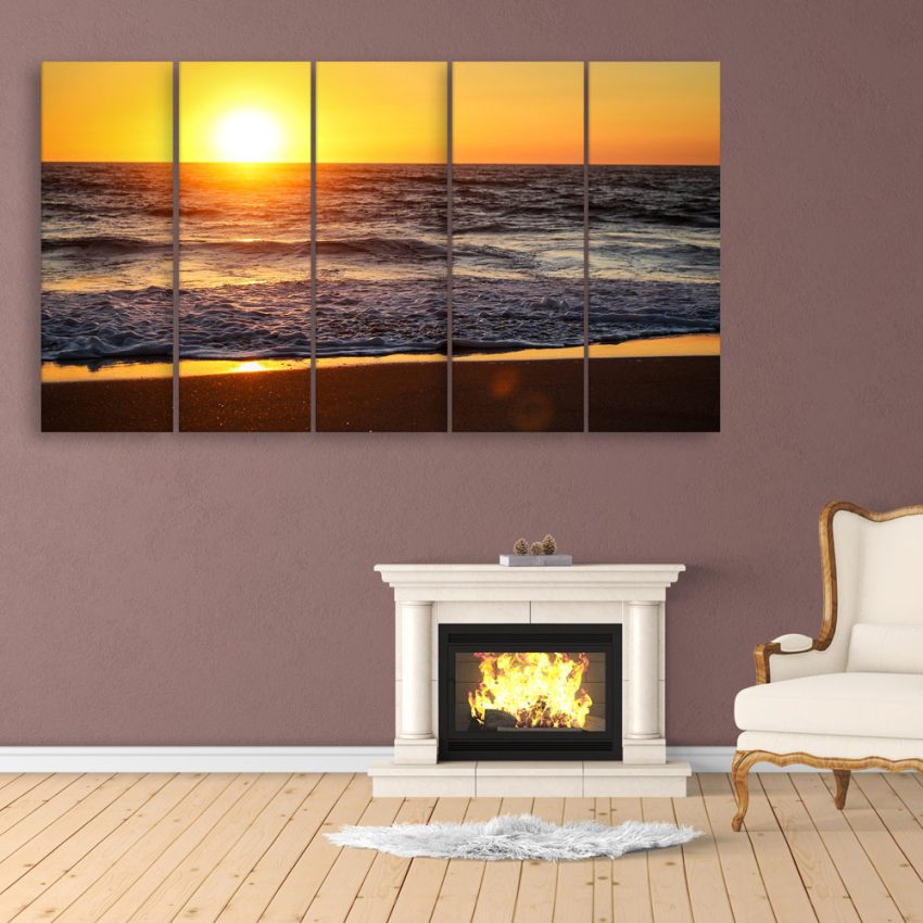 Multiple Frames Beautiful Sunset Wall Painting for Living Room