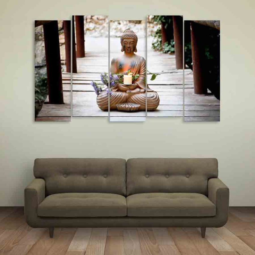 Multiple Frames Buddha Beautiful Wall Painting (150cm X 76cm)