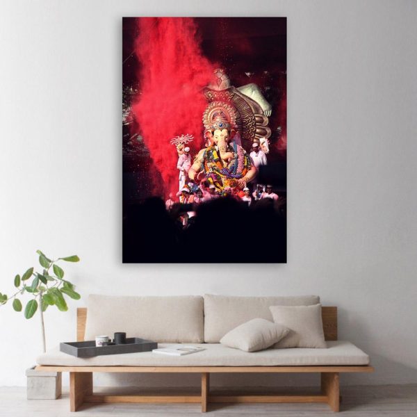 Canvas Painting - Beautiful Lord Ganesha Art Wall Painting for Living Room