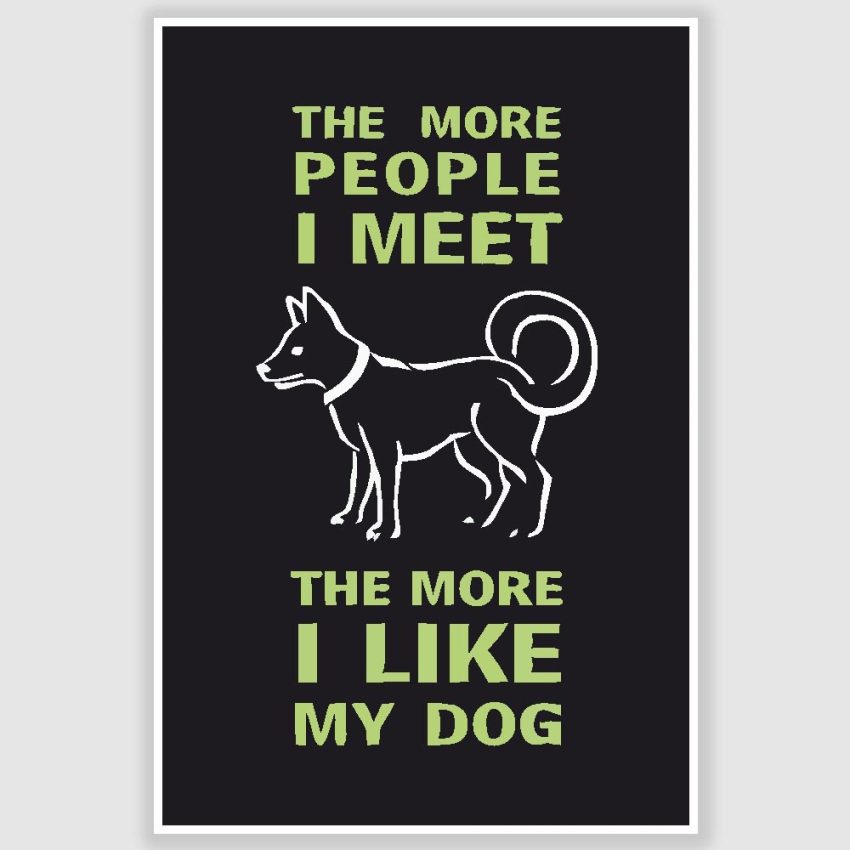 I Like My Dog Funny Poster (12 x 18 inch)