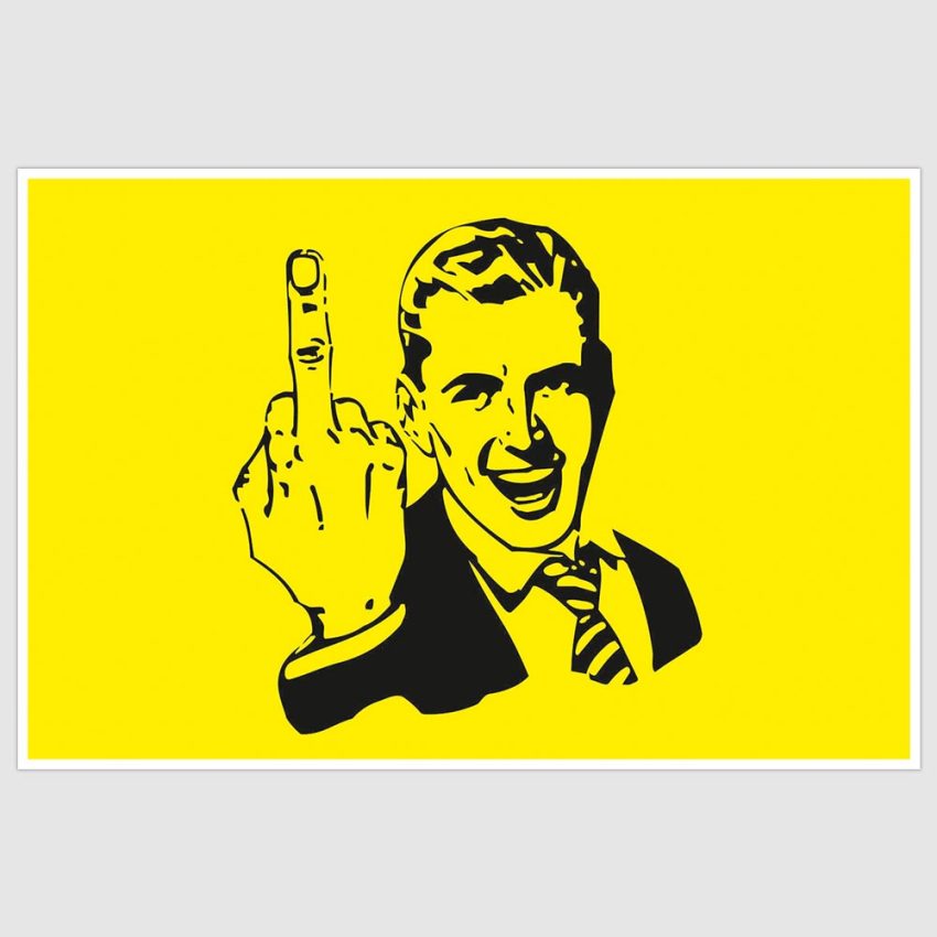 Middle Finger Meme Funny Poster (12 x 18 inch)