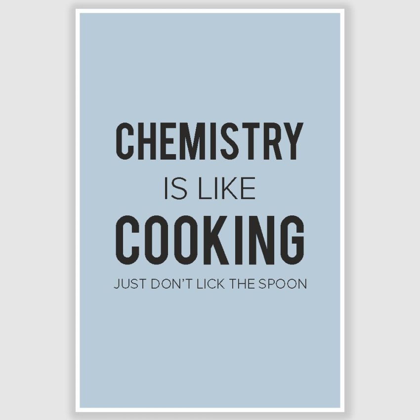 Chemistry Is Like Cooking Funny Poster (12 x 18 inch)