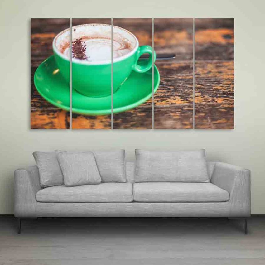 Multiple Frames Beautiful Coffee Cup Wall Painting (150cm X 76cm)