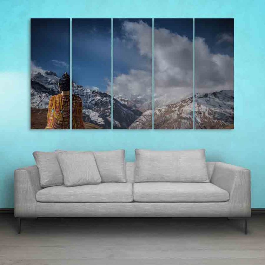 Multiple Frames Buddha Beautiful Wall Painting (150cm X 76cm)