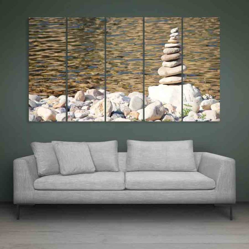 Multiple Frames Beautiful Lake Wall Painting (150cm X 76cm)