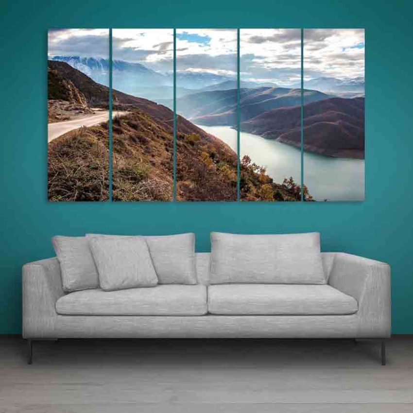 Multiple Frames Beautiful Natural Scenery Wall Painting (150cm X 76cm)