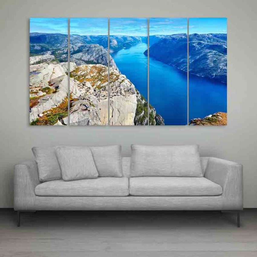 Multiple Frames Beautiful Hills Wall Painting (150cm X 76cm)