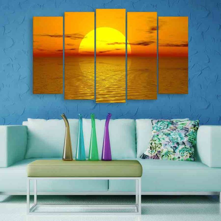 Multiple Frames Beautiful Sunrise Wall Painting (150cm X 76cm)