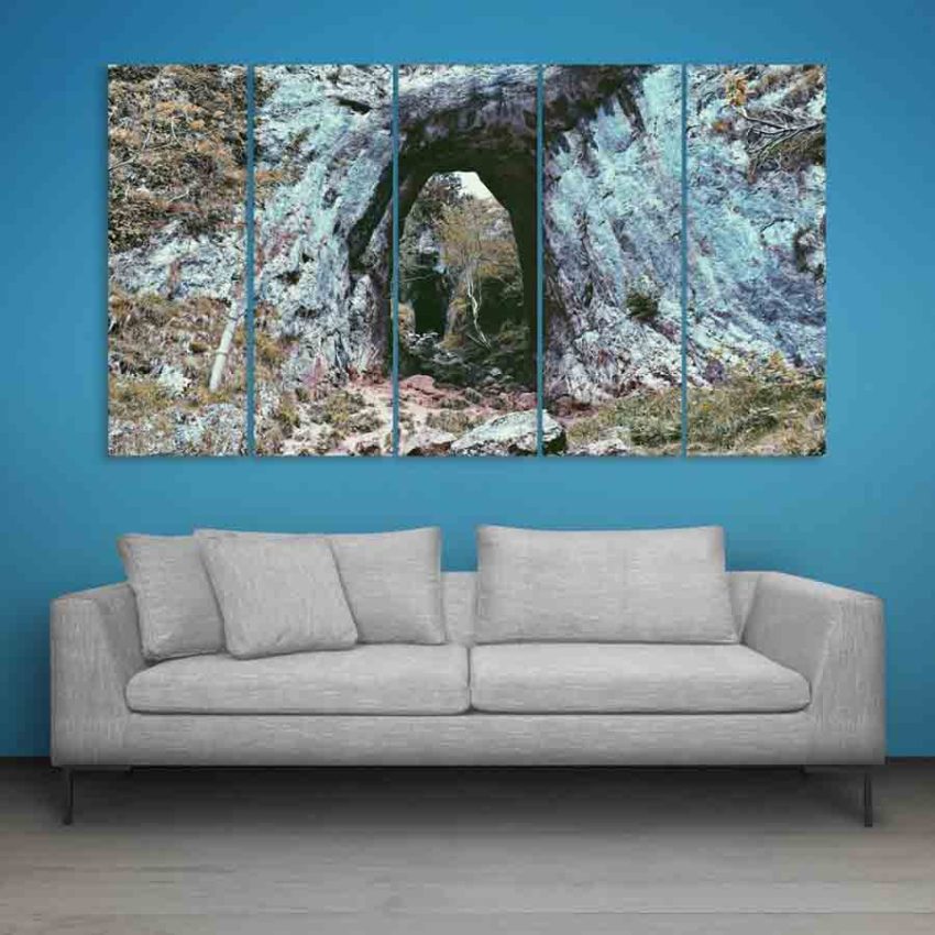 Multiple Frames Rocks Forest Wall Painting (150cm X 76cm)