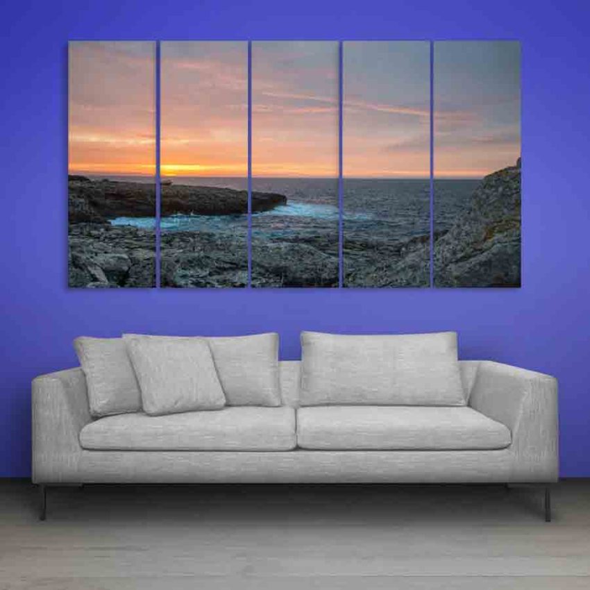 Multiple Frames Beautiful Sea Shore Wall Painting (150cm X 76cm)