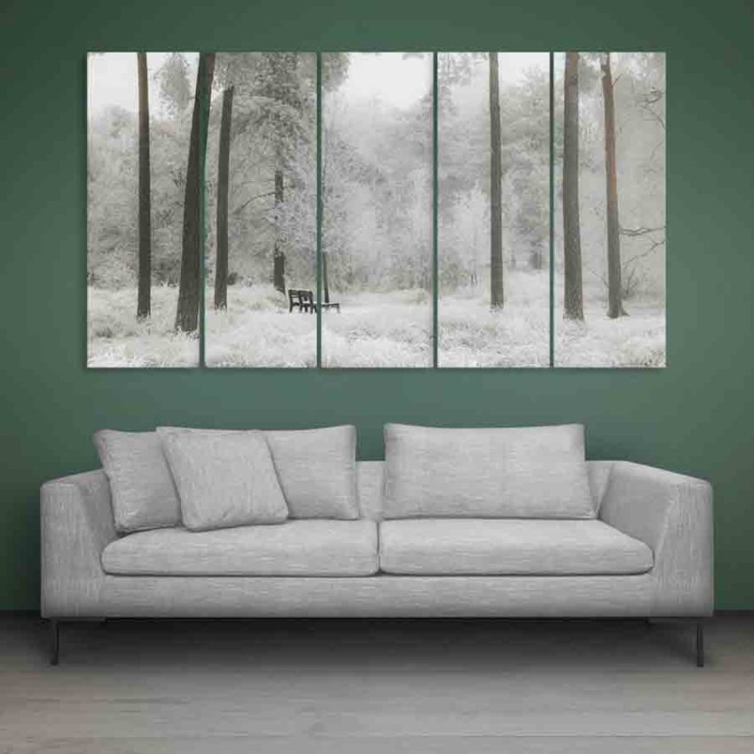 Multiple Frames Beautiful Snow Winter Wall Painting (150cm X 76cm)