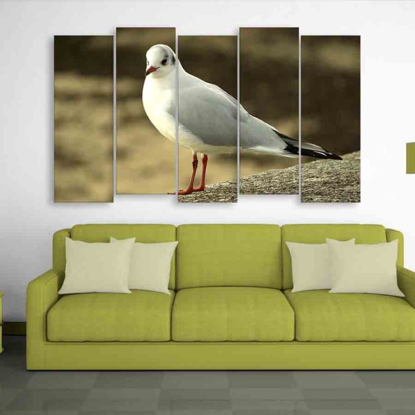 Multiple Frames Beautiful Bird Wall Painting (150cm X 76cm)