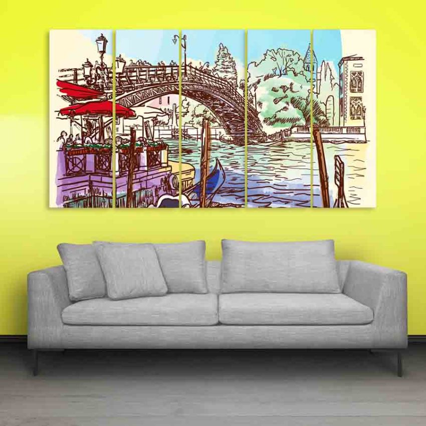 Multiple Frames Venice Italy Art Wall Painting (150cm X 76cm)