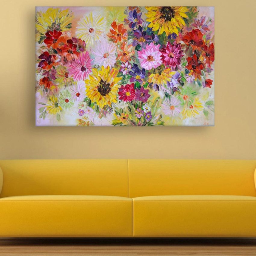 Canvas Painting - Beautiful Flowers Floral Art Wall Painting for Living Room