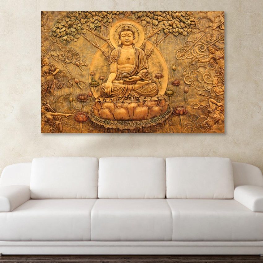 Canvas Painting - Beautiful Buddha Religious Art Wall Painting for Living Room