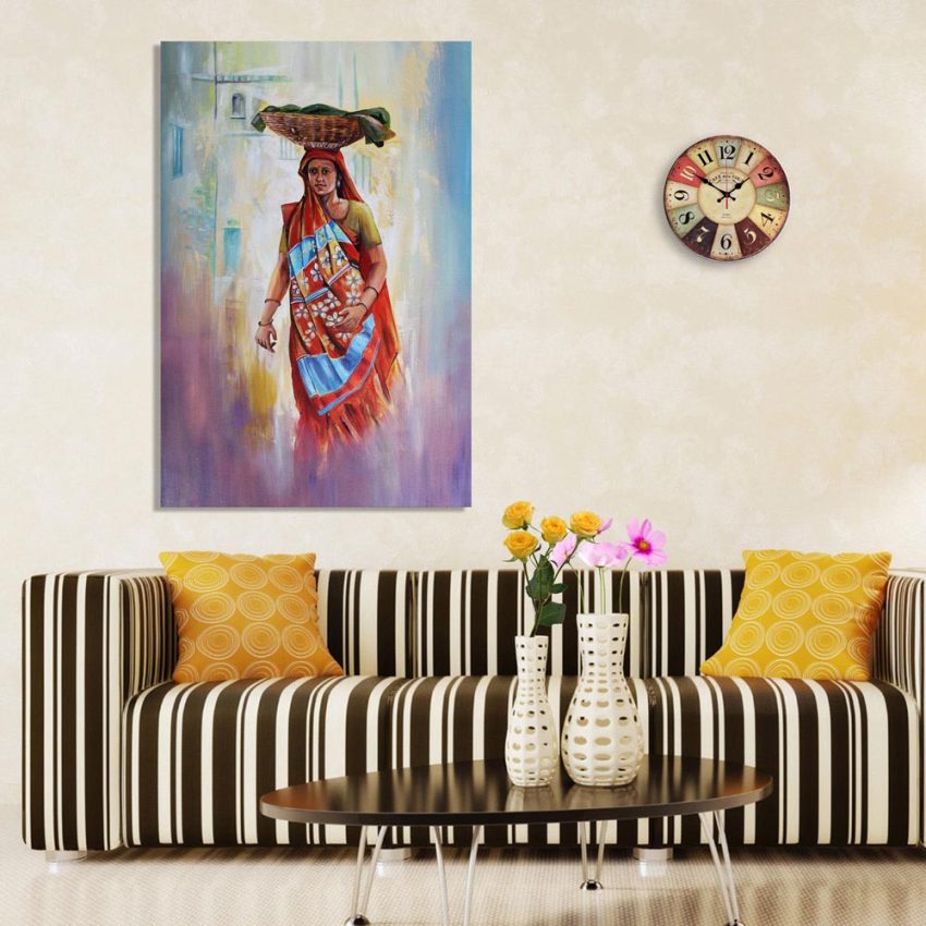 Canvas Painting - Beautiful Lady In Village Art Wall Painting for Living Room