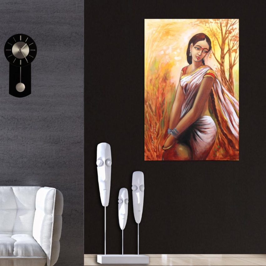 Canvas Painting - Beautiful Lady In Village Art Wall Painting for Living Room