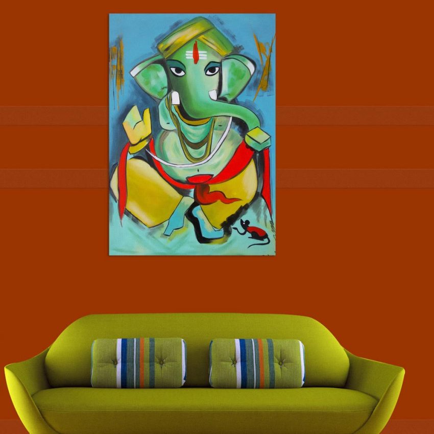 Canvas Painting - Beautiful Lord Ganesha Art Wall Painting for Living Room