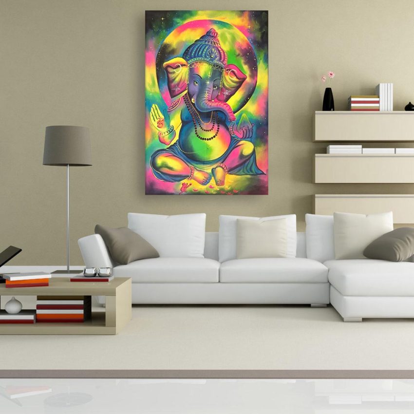 Canvas Painting - Modern Lord Ganesha Art Religious Wall Painting for Living Room