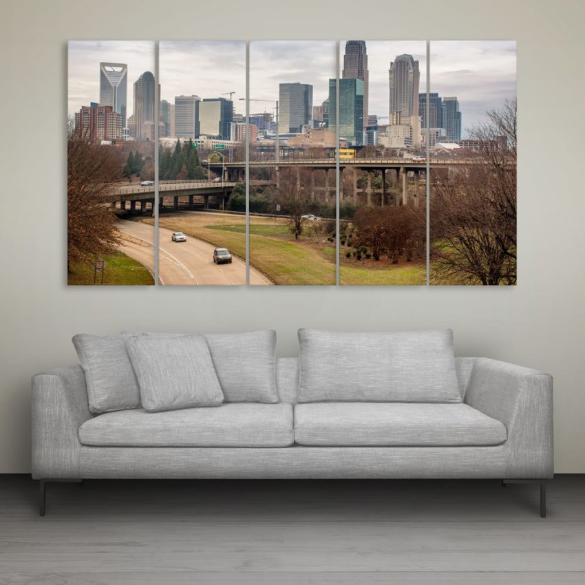 Multiple Frames Beautiful Skyscrapers Wall Painting for Living Room