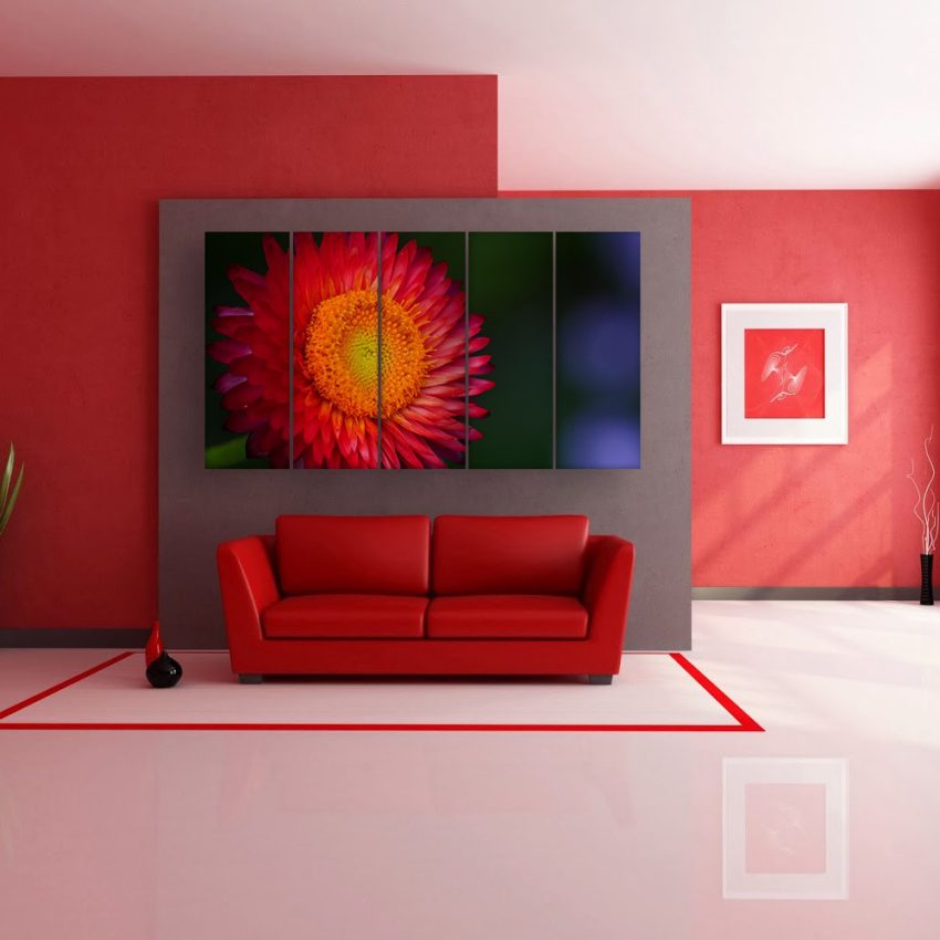 Multiple Frames Beautiful Flower Wall Painting for Living Room