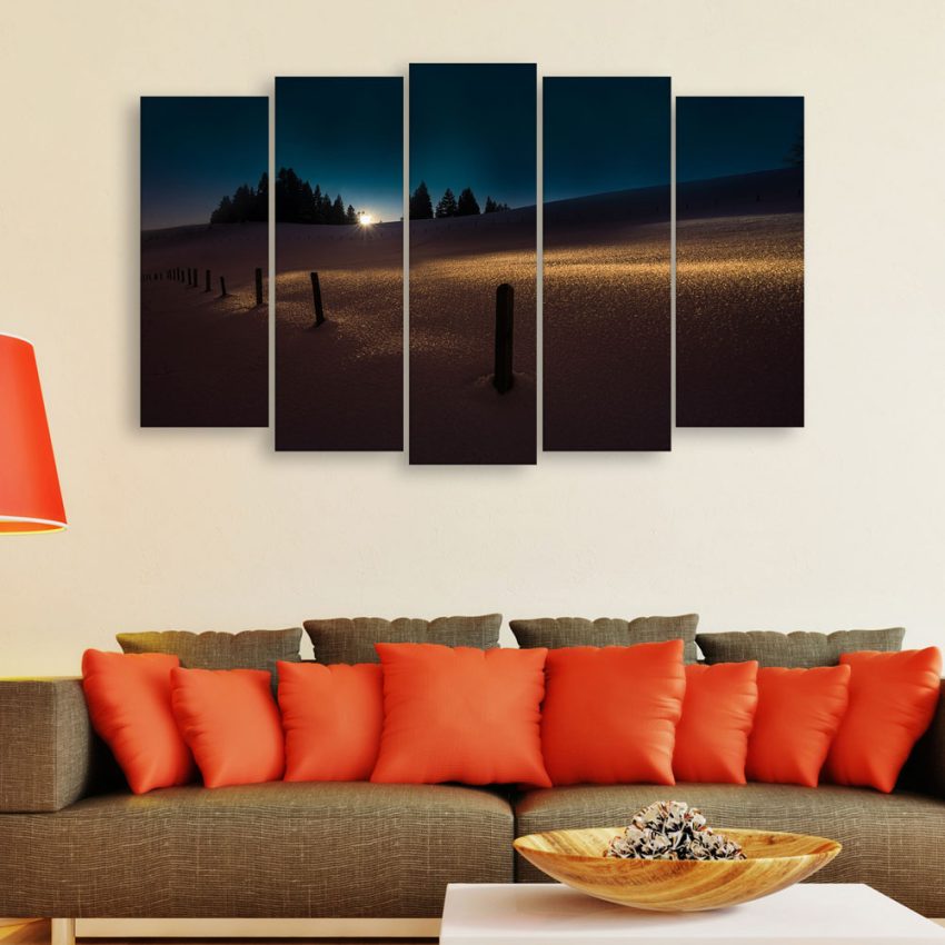 Multiple Frames Beautiful Sunrise Wall Painting for Living Room