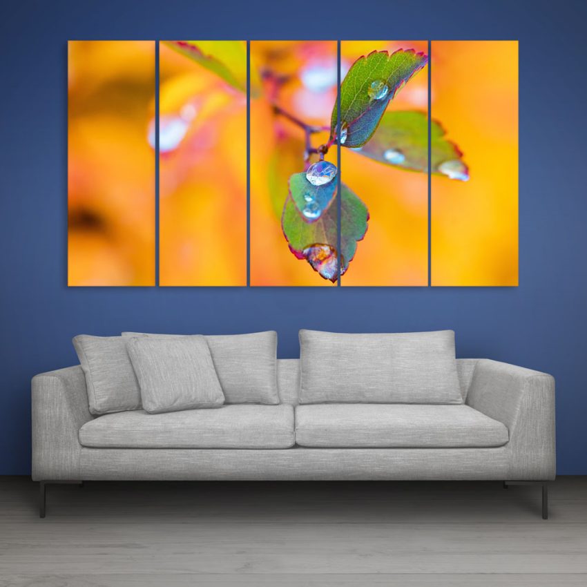 Multiple Frames Beautiful Leaf Wall Painting for Living Room